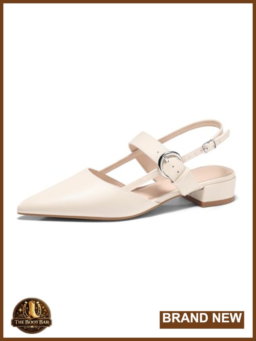Coutgo Womens Slingback Flats Chunky Low Heel Mary Jane Ankle Strap Dress Shoes